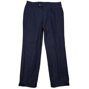 VINTAGE‎ Givenchy Monsieur Mens 38x32 Navy Wool Pleated Dress Pants Heavyweight